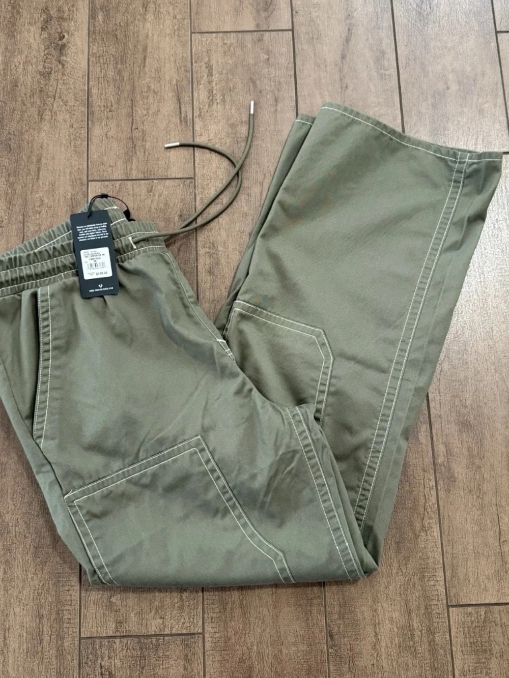 True Religion Twill Carpenter SN Vinny Pant Kalamata Olive 701031 Sz 36X32